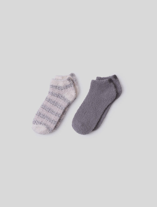 CozyChic® Heathered Stripe Ankle Sock Set