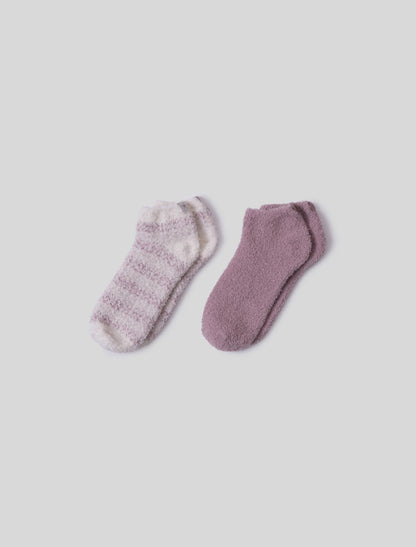 CozyChic® Heathered Stripe Ankle Sock Set