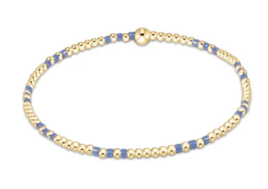 Hope Joy Pattern 2mm Bead Bracelet - Bright Blue