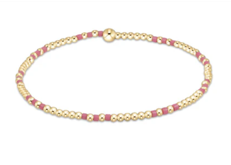 Hope Joy Pattern 2mm Bead Bracelet - Bright Pink