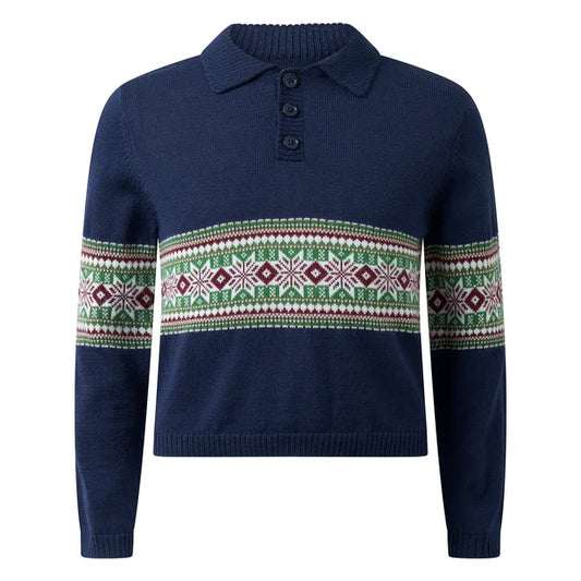 Navy Fairisle Collared Sweater