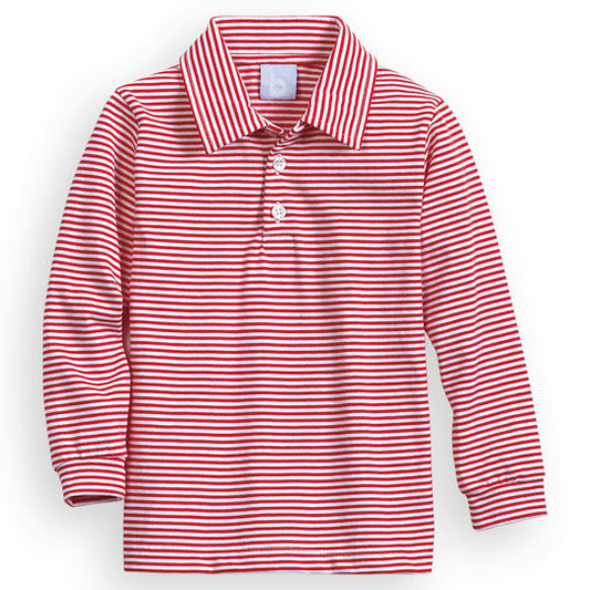 Red Striped Polo Long Sleeve Tee Onesie