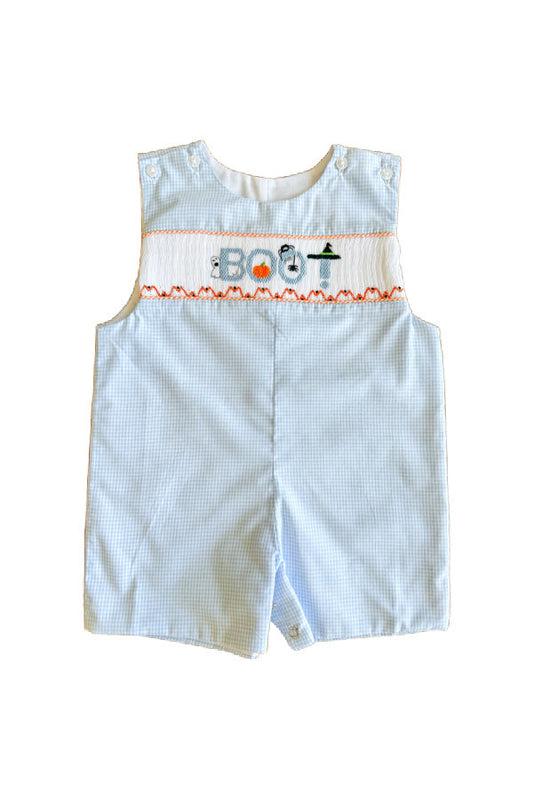 Boo Smocked Light Blue Gingham Shortall