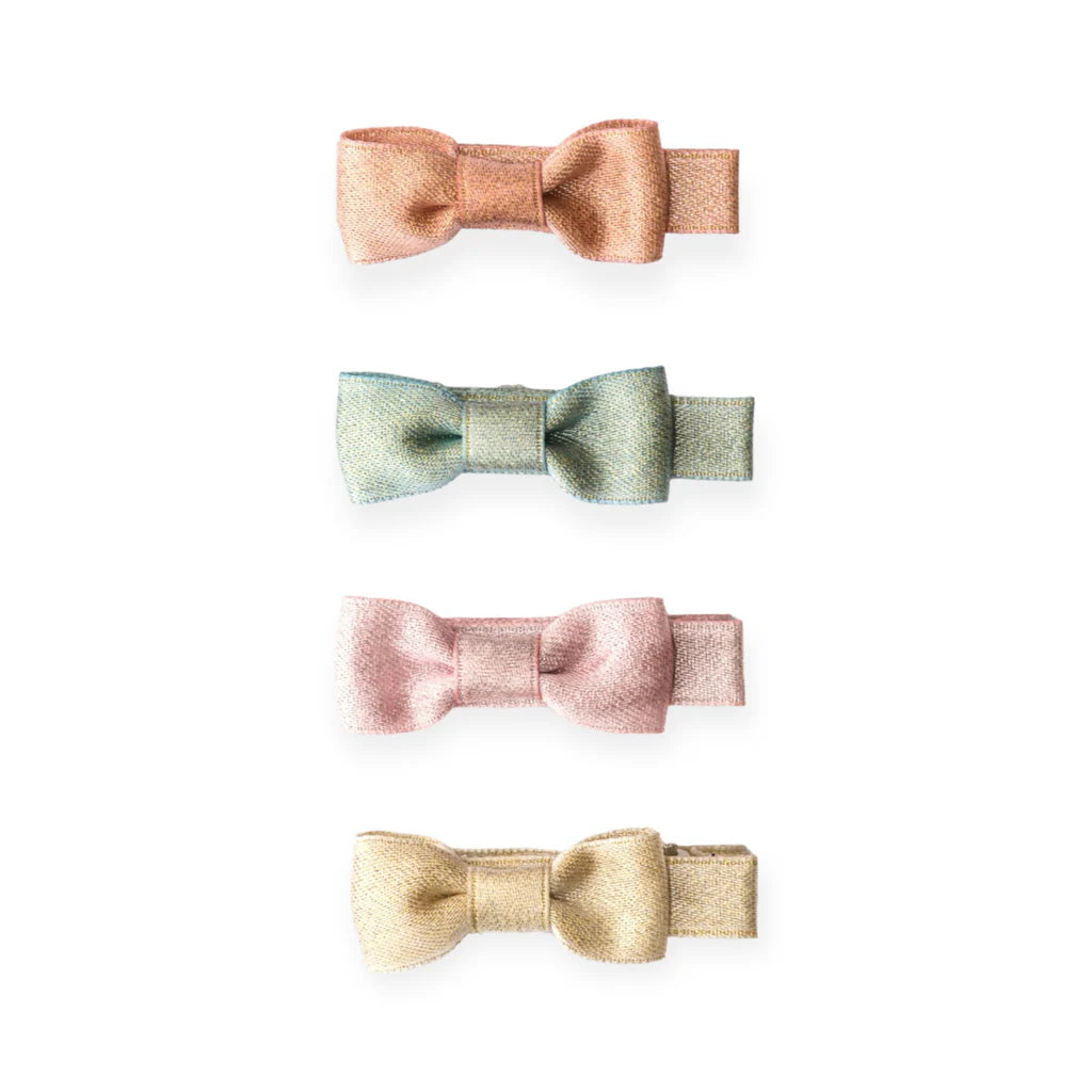 Bows Fabric Pastel Shades Set of 4 Baby Hair Clip