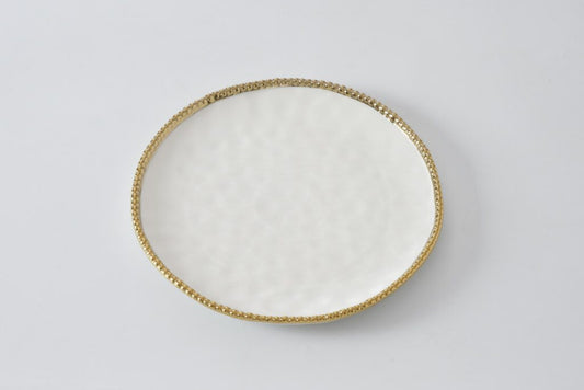 Round Gold Rim Dinner Plate