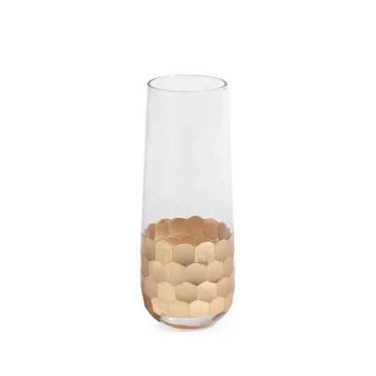 Fez Cut Stemless Champagne Flute w/ Gold Leaf