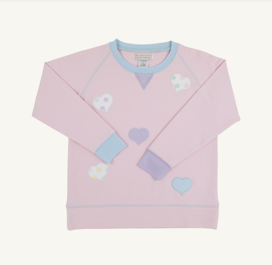Cassidy Comfy Crewneck - Palm Beach Pink and Hearts