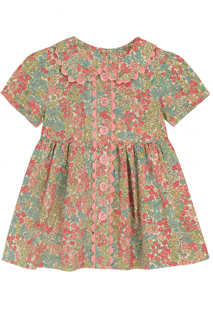 Maggie Pink Flower Button Front Dress