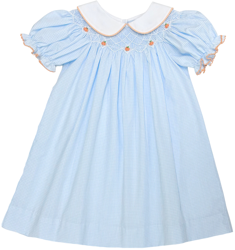 Pumpkin Bishop Dress Blue Gingham