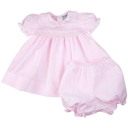 Lace Trim Dress - Pink