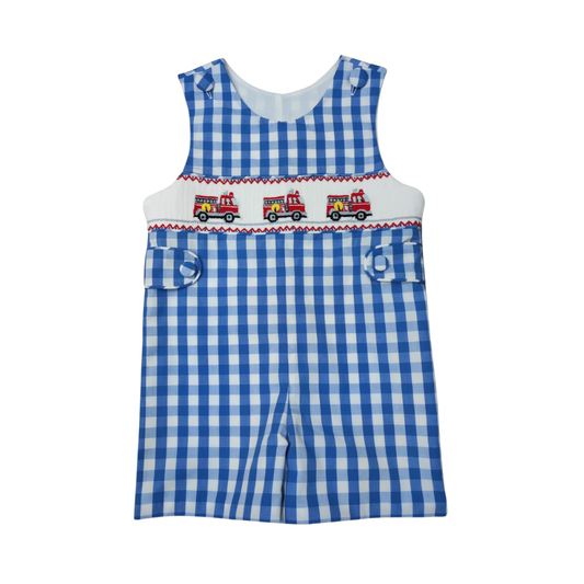Blue Check Smock Firetruck Shortall