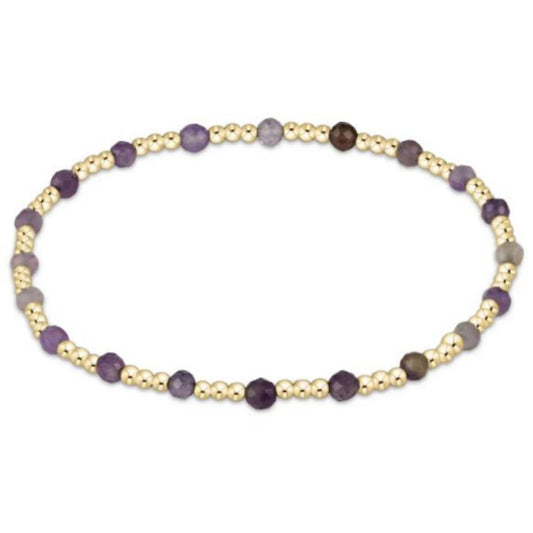 egirl Gemstone Gold Sincerity Pattern 3mm Bead Bracelet - Amethyst