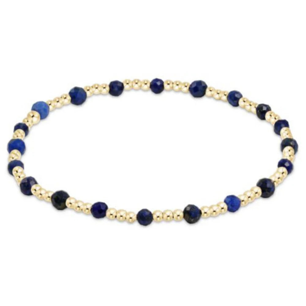 egirl Gemstone Gold Sincerity Pattern 3mm Bead Bracelet - Lapis