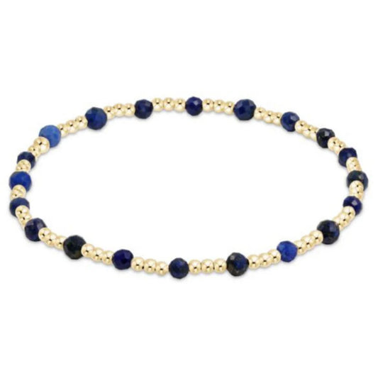 egirl Gemstone Gold Sincerity Pattern 3mm Bead Bracelet - Lapis