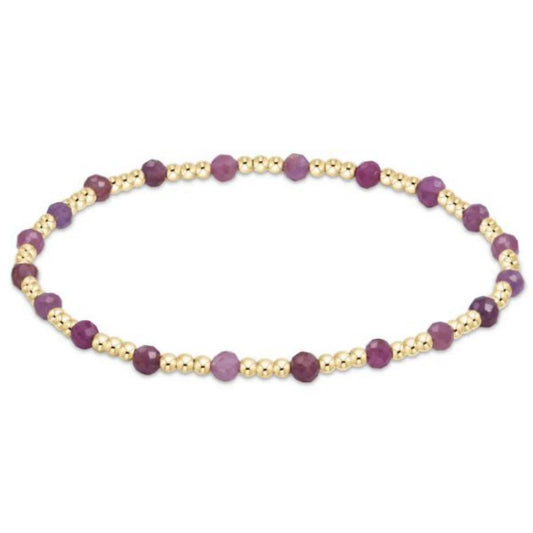 egirl Gemstone Gold Sincerity Pattern 3mm Bead Bracelet - Ruby