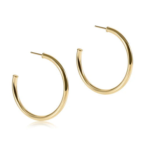 Round Gold 1.5" Post Hoop  - 3mm Smooth