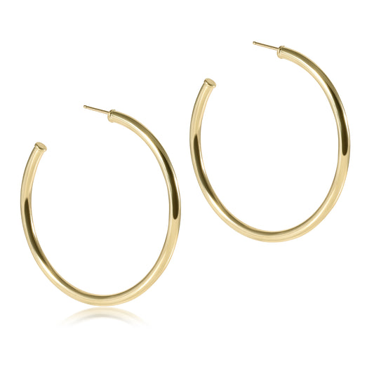 Round Gold 2" Post Hoop  - 3mm Smooth