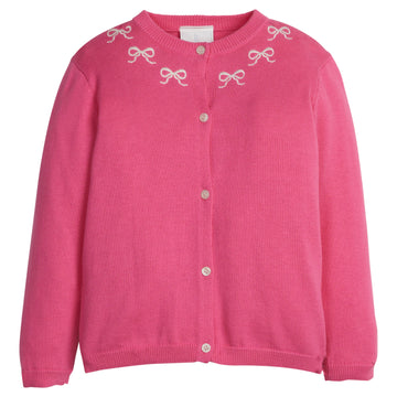 Embroidered Essential Cardigan -Pink Bows