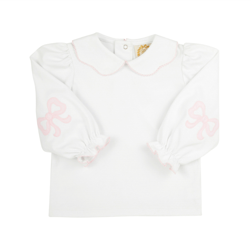 Emma's Elbow Patch Top - Worth Ave White/Palm Beach Pink