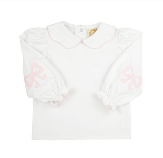 Emma's Elbow Patch Top - Worth Ave White/Palm Beach Pink