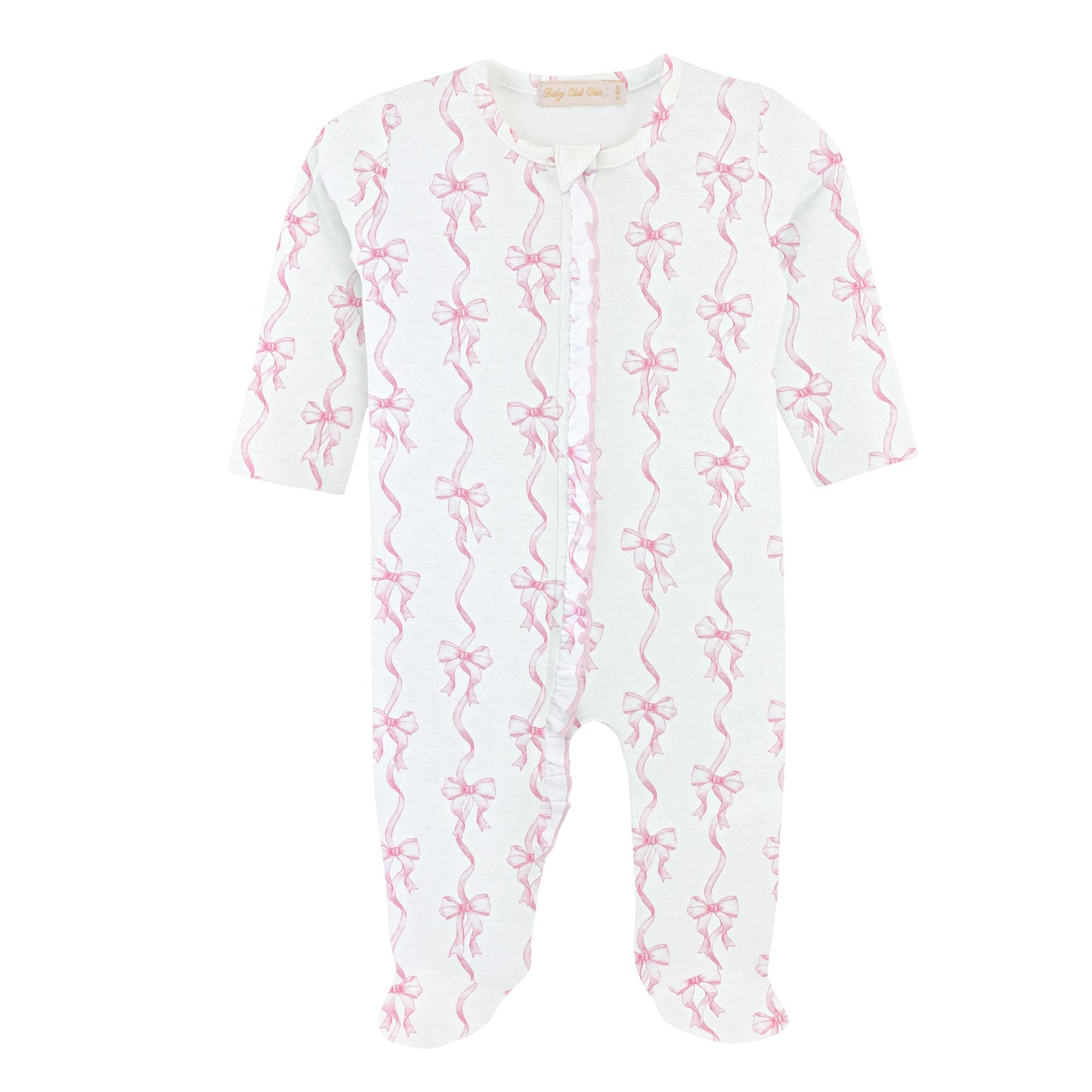 Coquette Bows Zipper Footie W/Ruffles