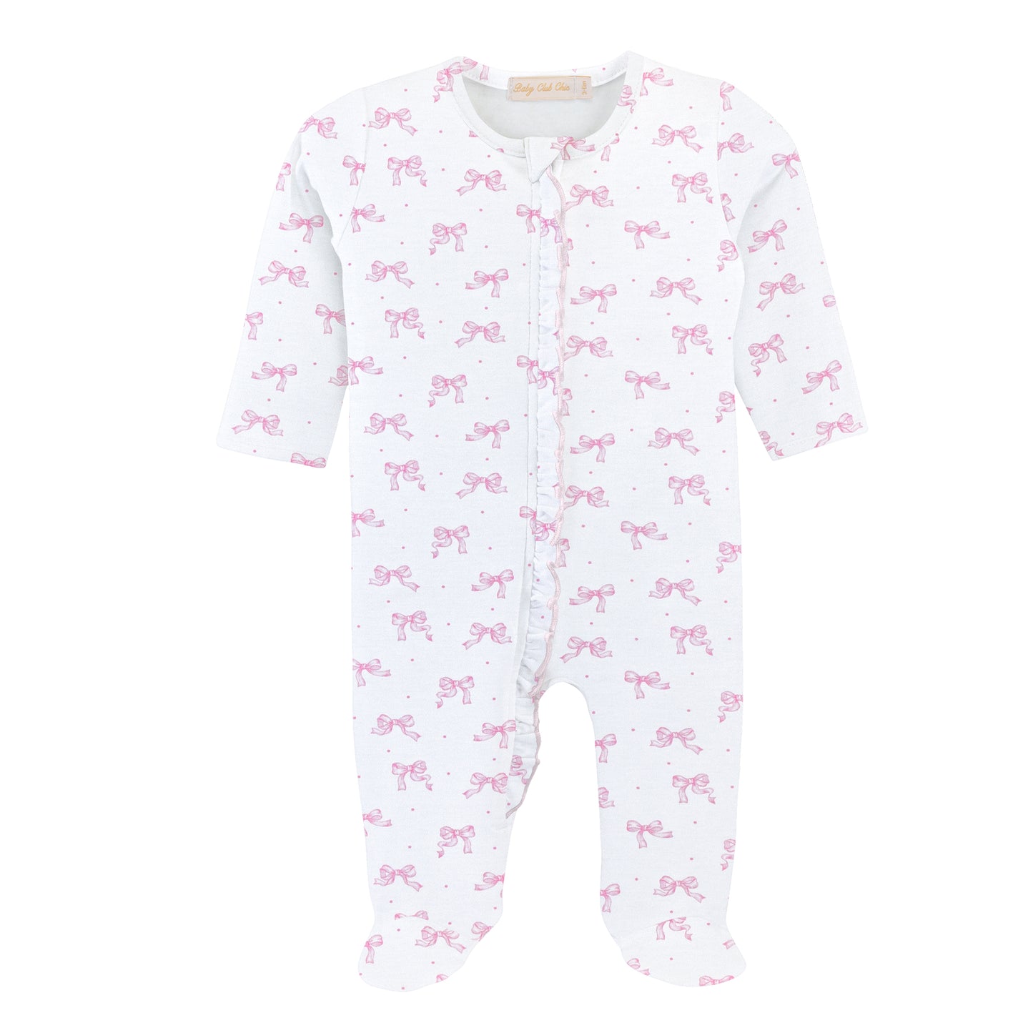 Tiny Pretty Bows Zipper Footie W/Ruffles