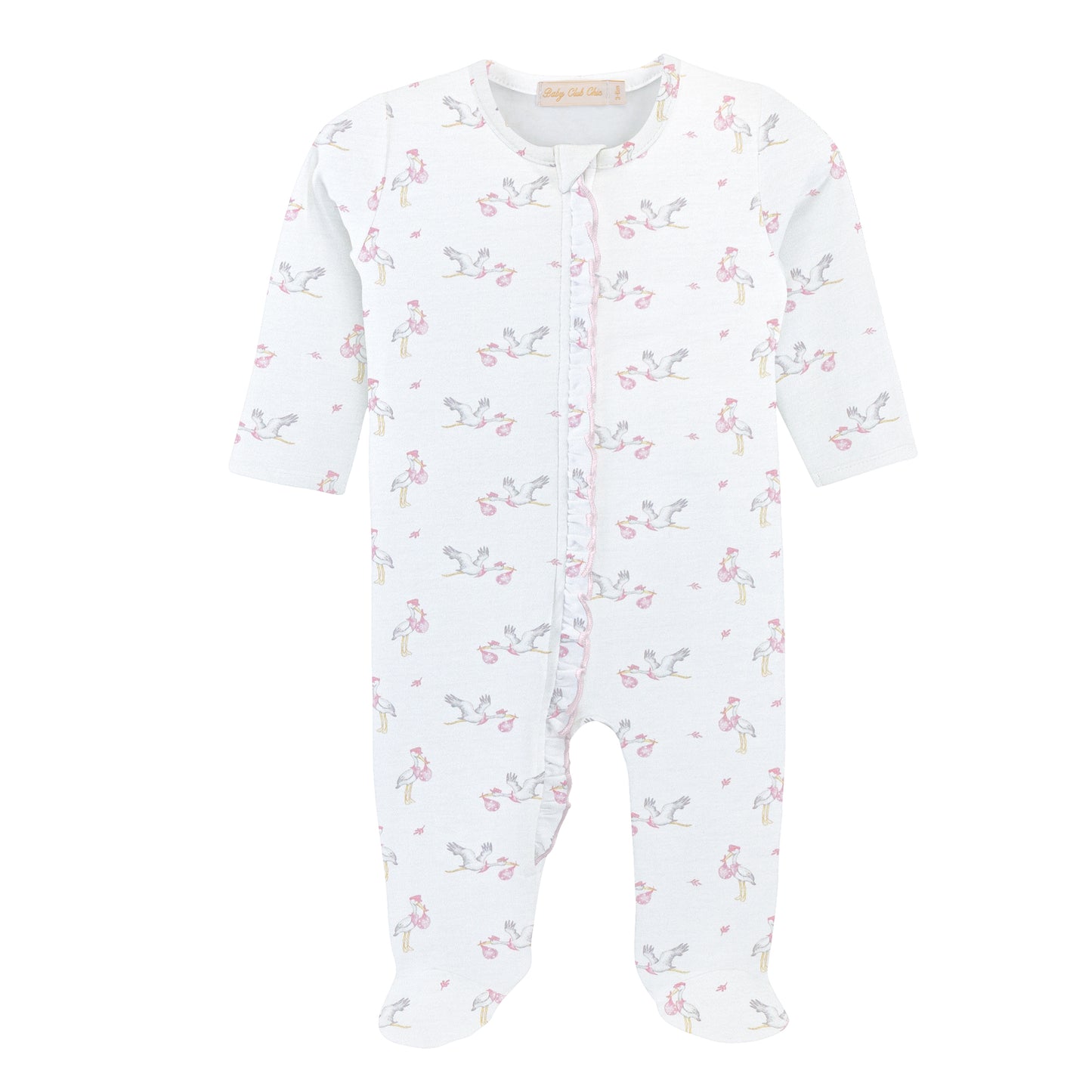 Tiny Storks - Girl Zipper Footie W/Ruffles