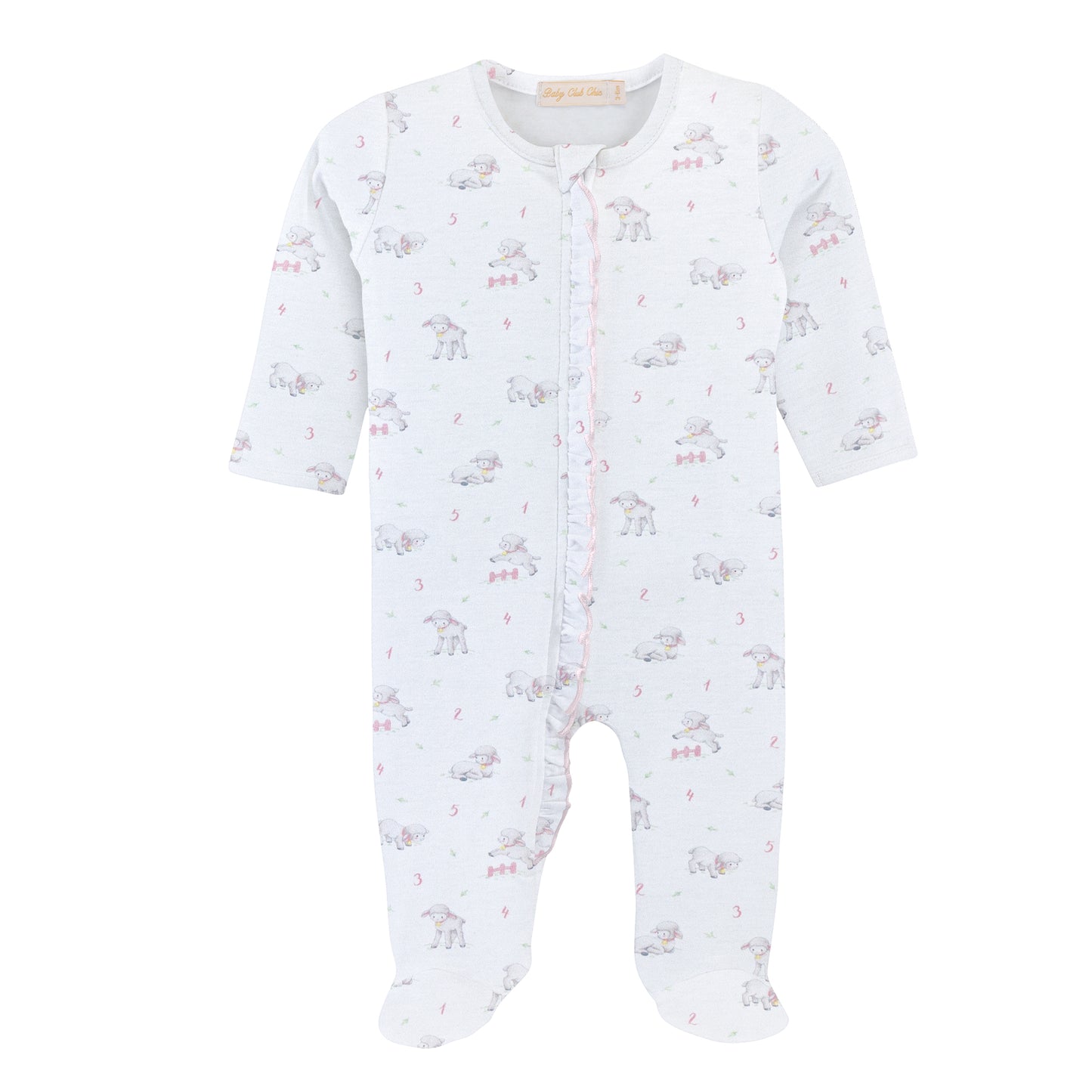 Tiny Baby Sheep - Girl Zipper Footie W/Ruffles