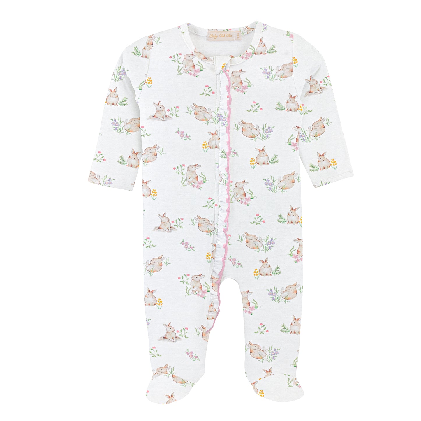 Little Hops - Girls Zipper Footie W/Ruffles