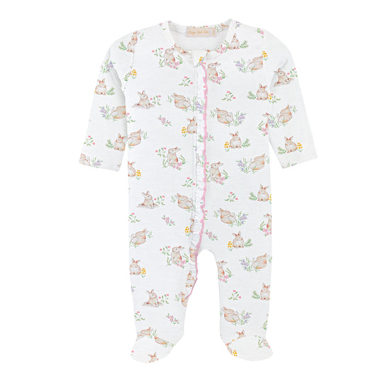 Little Hops - Girls Zipper Footie W/Ruffles