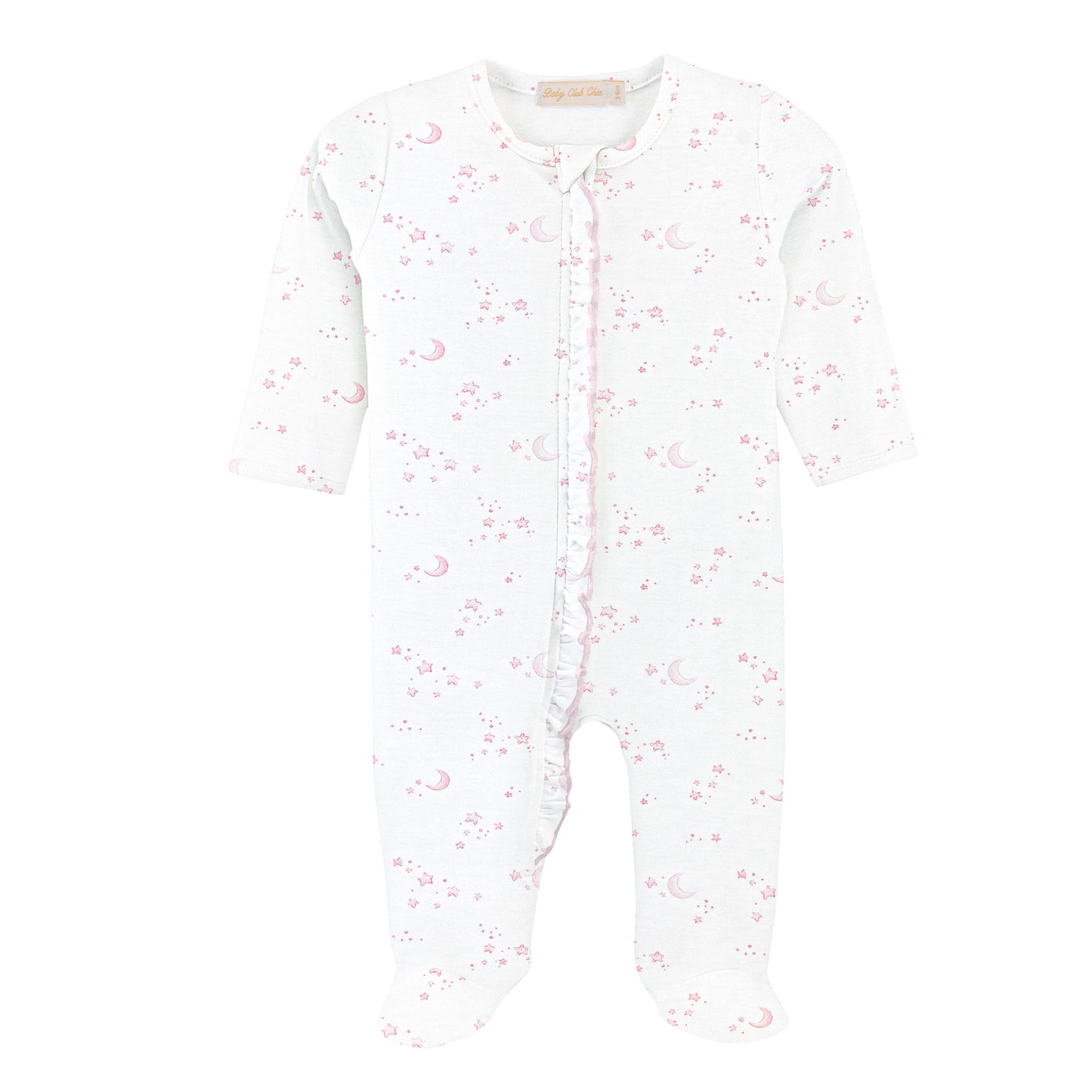 Whisper Of Stars - Pink Zipper Footie W/Ruffles