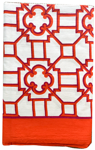 Garden Trellis Cloth Tablecover in Fuchsia & Orange