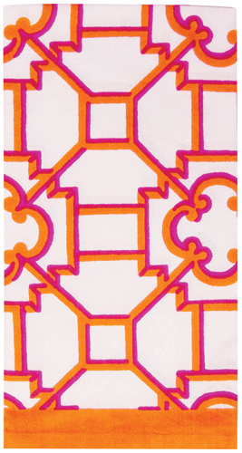 Garden Trellis Cloth Dinner Napkin in Fuchsia and Orange ~ 4 per set