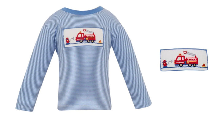 Firetruck Blue Stripe LS T-Shirt