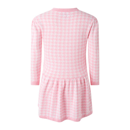 Pink Houndstooth Dress