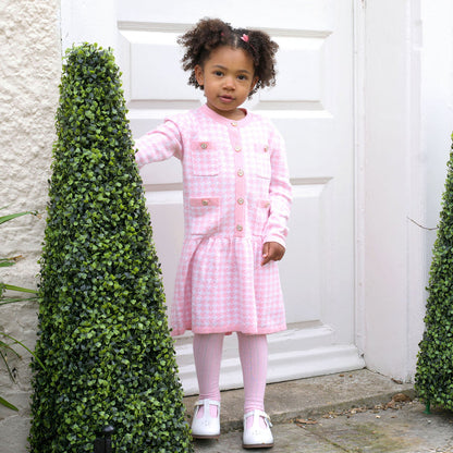 Pink Houndstooth Dress