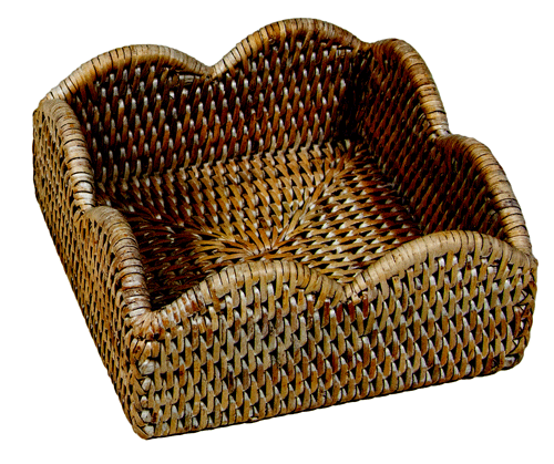 Rattan Scallop Cocktail Napkin Holder - Natural