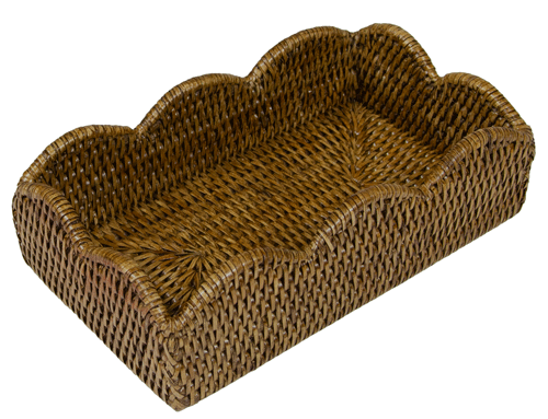 Rattan Scallop Guest Towel Holder - Brown