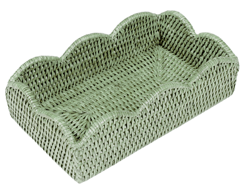 Rattan Scallop Guest Towel Holder - Green