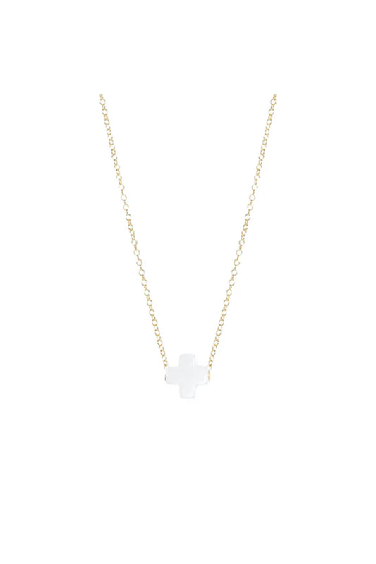 EGIRL 14" Necklace Gold - Signature Cross Small Off White