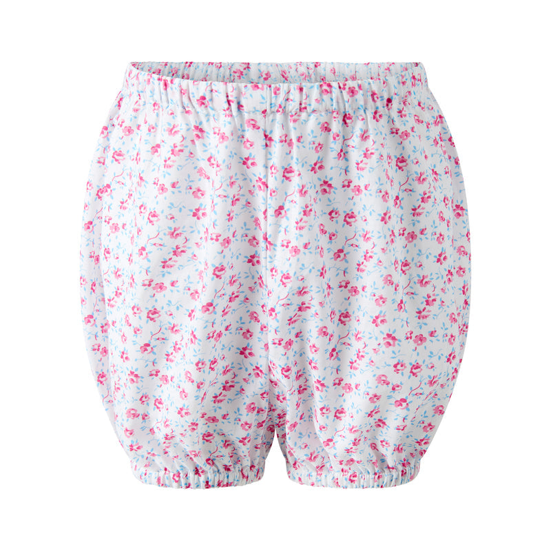 Pink Floral Smocked Button Front Dress & Bloomer Set
