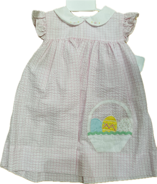 Pink Checked Dress with Easter Egg Basket & Bloomer