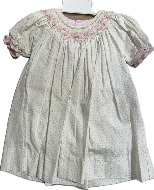 Pink Floral Smocked Dress