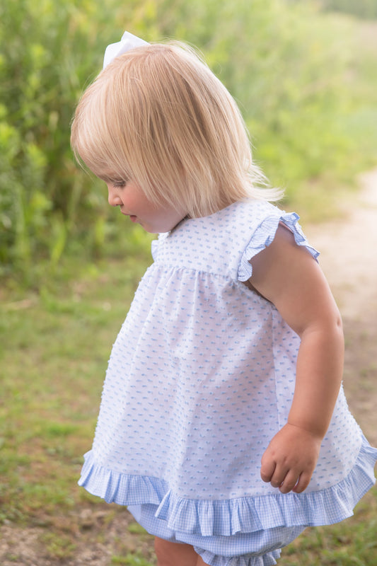 Natalie Blue Swiss Dot Bloomer Set