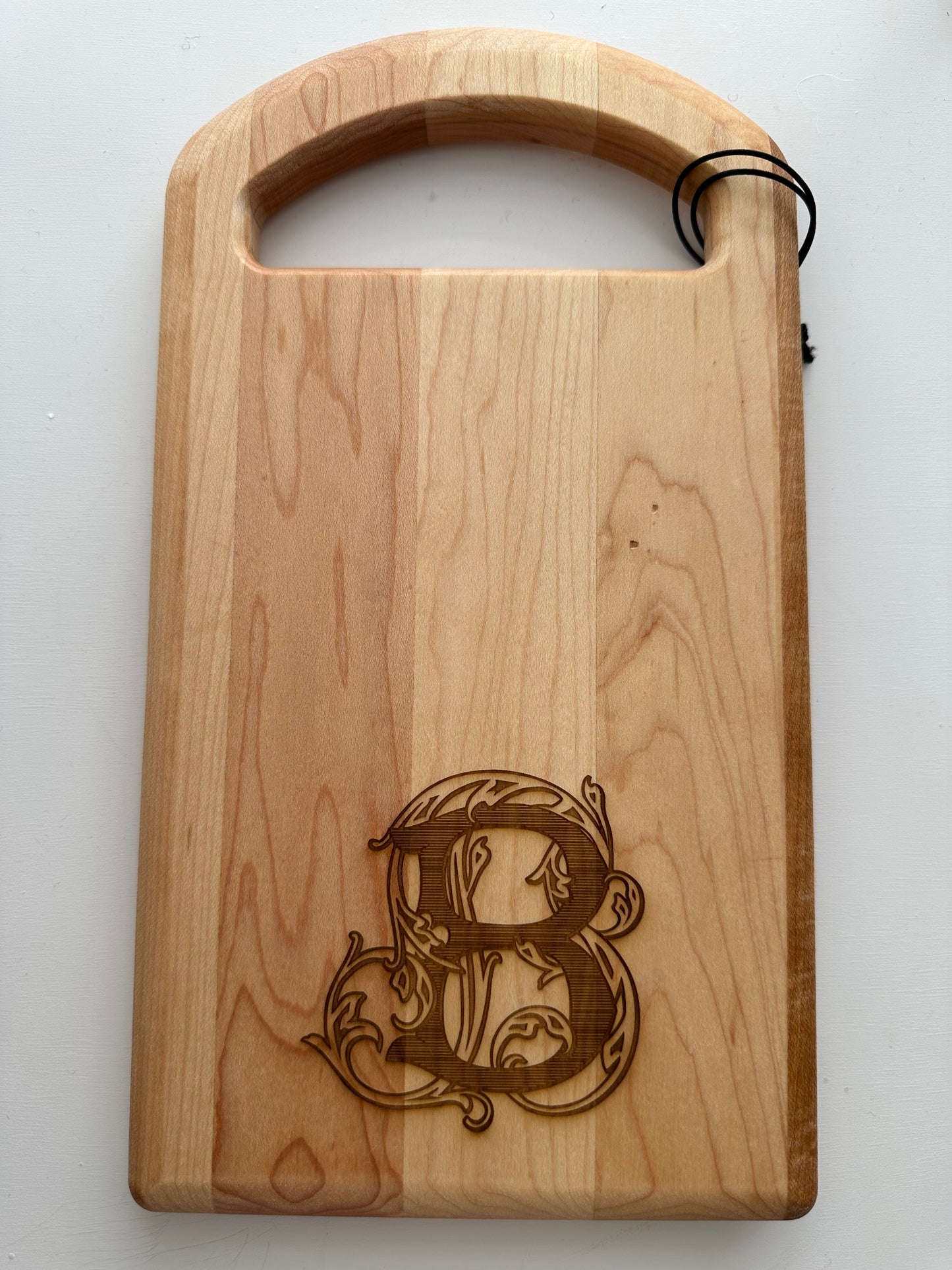 Single Initial Maple Oval Handled Charcuterie Board - 11" x 6"