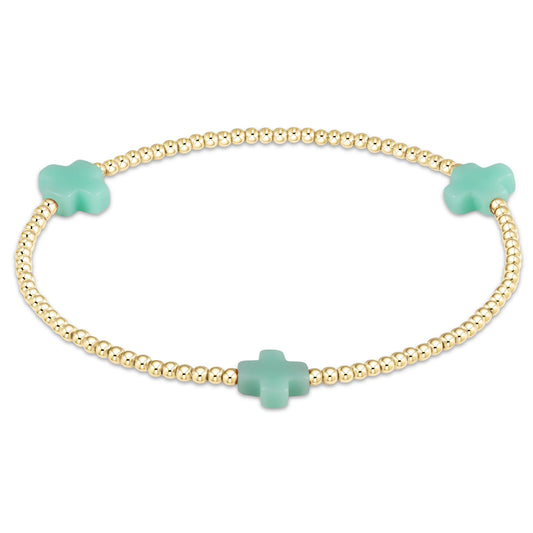 Signature Cross Bead Bracelet 3mm - Mint