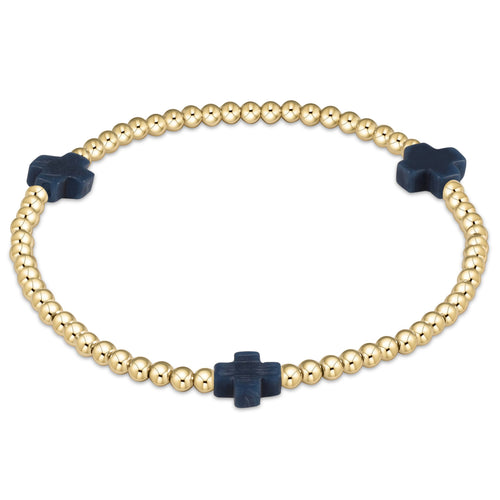 Signature Cross Bead Bracelet 3mm- Navy