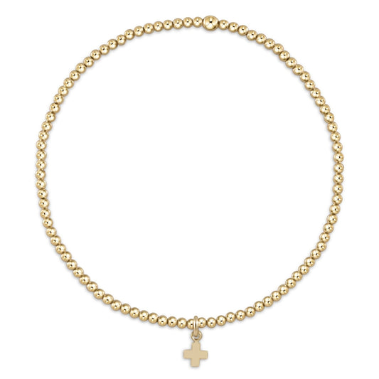 Egirl Gold 2mm Bead Bracelet Small Cross Charm
