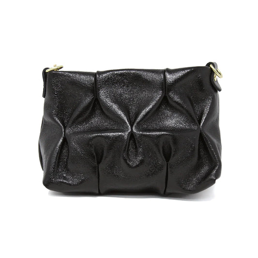 Leather Clutch in Black Metalic