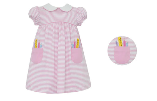 SCHOOL SUPPLIES - Pink knit stripe float S/S w/ pockets